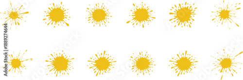 Yellow paint splashes on white background