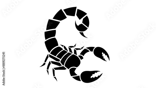 A black silhouette of a scorpion.