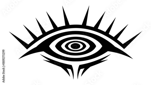 Stylized eye with spiky eyelashes illustration.