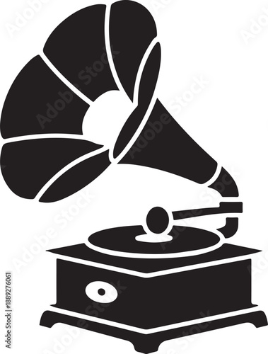 Vintage gramophone icon with horn and turntable