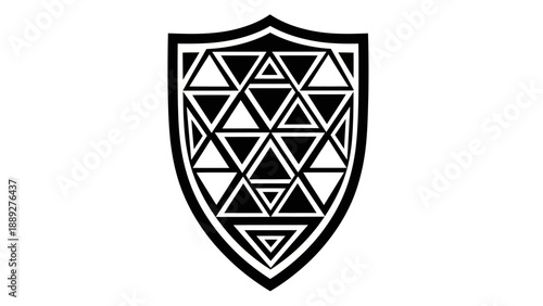 Geometric shield with triangle pattern.