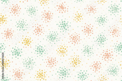 Colorful dot pattern design for backgrounds and textiles in light space with pastel colors and simple shapes
