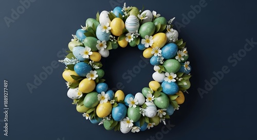 Easter egg wreath decoration for spring holiday