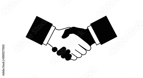 Handshake Icon, Business Partnership and Agreement Concept on Isolated White Background