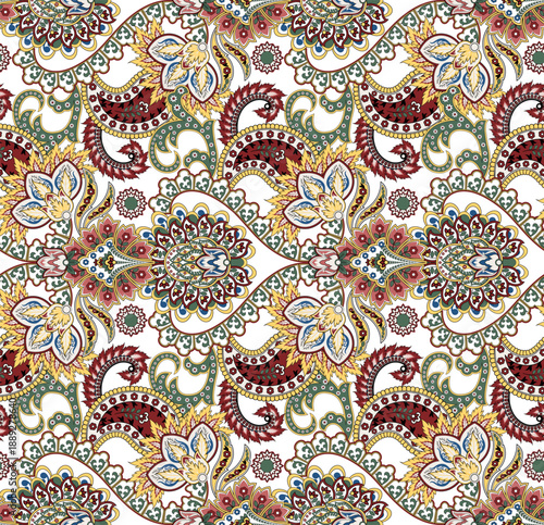 Seamless tribal pattern design. Hand draw paisley background.