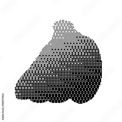 Bunch of bananas, silhouette, Bitmap effect, black and white, vector, isolated on white background.