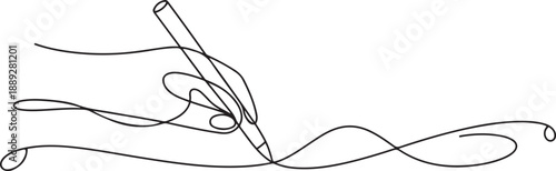 continuous line drawing of hand drawing a line. one line Art icon drawing vector