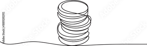 continuous line drawing of money coins. one line Art icon drawing vector
