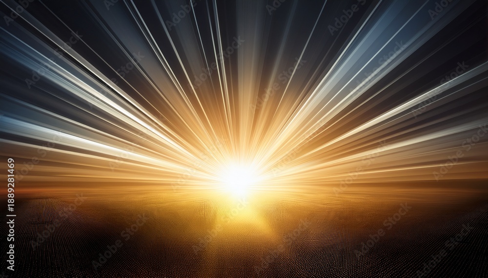 Obraz premium Radiation Beams Converging At Bright Point Of Light