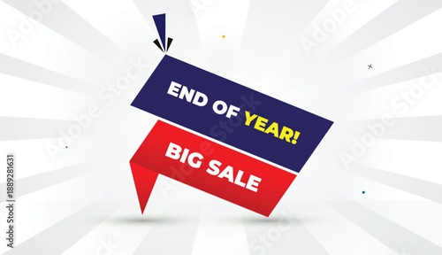 end year big sale editable eps format web banner vector art illustration template design deep blue red gradient shapes yellow bold font white gray abstract sun shine business background 4k high qualit