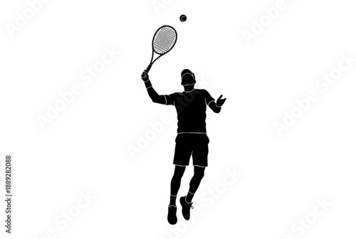 Professional tennis player in dynamic serve motion on court