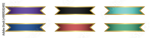 Elegant colorful ribbon banners for awards with gold borders