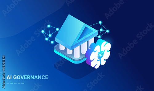 AI Governance concept - abstract isometric futuristic vector illustration
