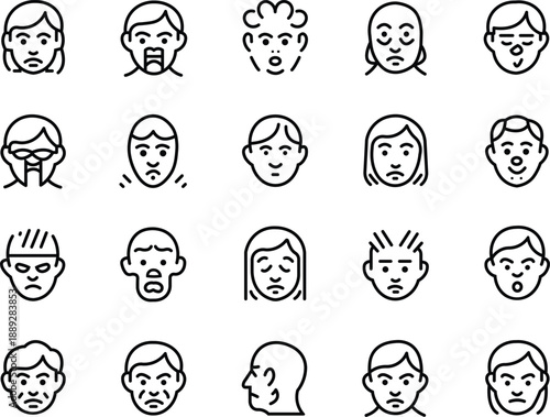  Unique and Minimal Mental Micro emotions icon bundle (20).