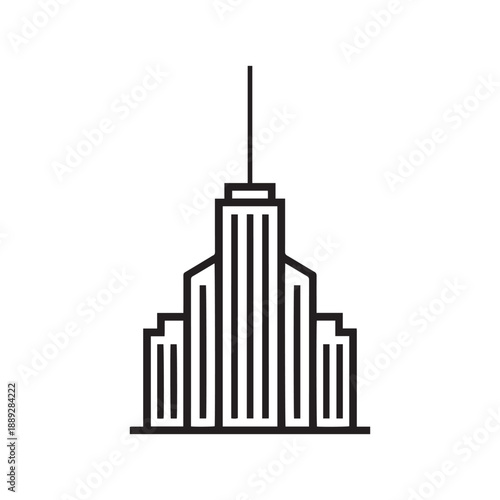 Modern Skyscraper Building Icon in Minimalist Vector Style.
