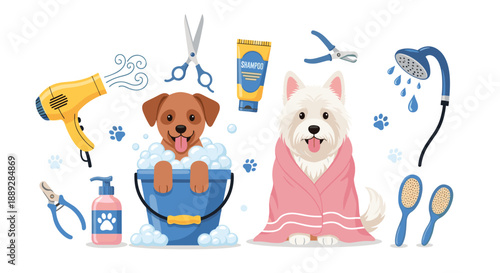 Happy Dogs at the Grooming Salon