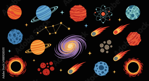 Colorful Solar System: Planets, Stars & Comets