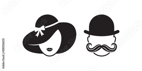 Minimalist Vintage Lady and Gentleman Icon Set.