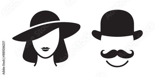 Minimalist Vintage Lady and Gentleman Icon Set.