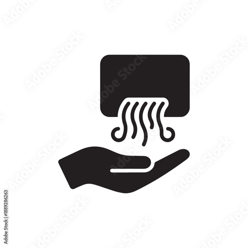 Electric Automatic Hand Dryer Icon Touchless Hygiene Symbol.