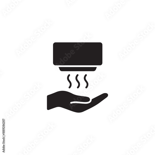 Electric Automatic Hand Dryer Icon Touchless Hygiene Symbol.