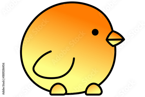 Cute cartoon Easter chick with gradient orange and yellow colors, simple illustration