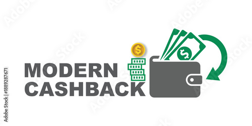 Cashback Wallet Return Arrow Vector Icon.