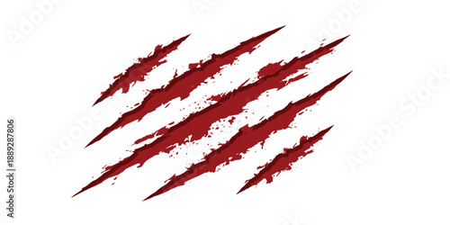 Red Claw Scratch Marks Horror Effect Icon.