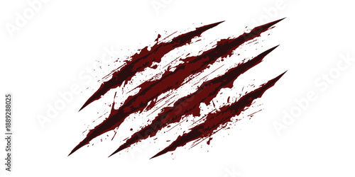 Red Claw Scratch Marks Horror Effect Icon.