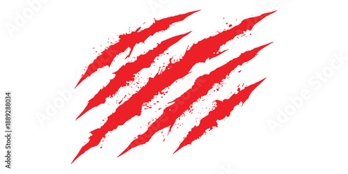 Red Claw Scratch Marks Horror Effect Icon.