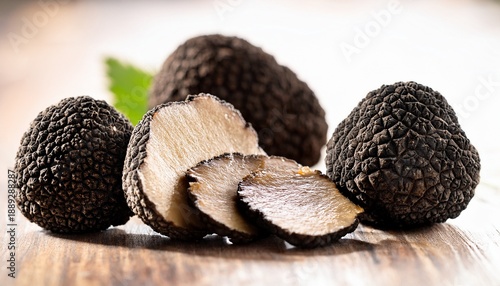 Whole And Sliced Black Truffles In Gourmet Food Still Life