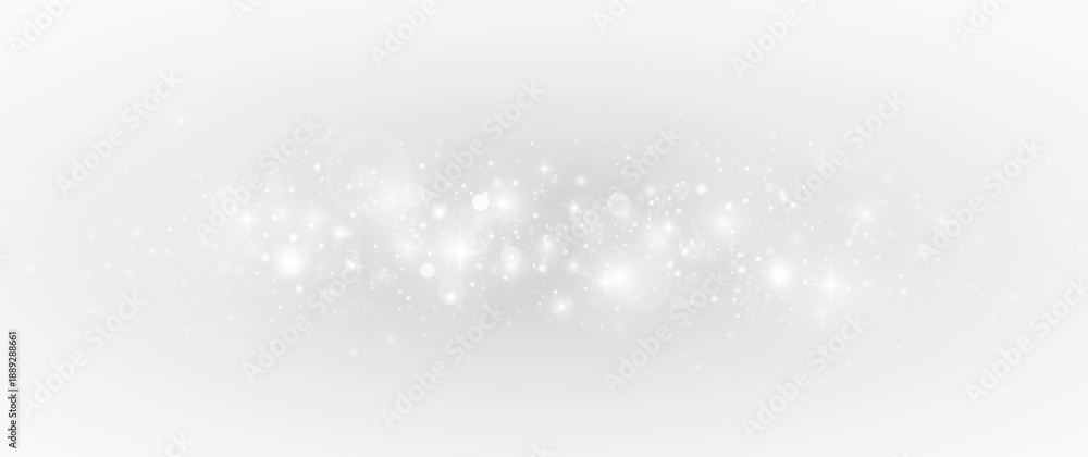 Fototapeta premium Glowing decoration with sparkling stardust and silver shimmer. Festive background with luxury glitter particles and bright light.