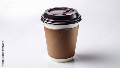 Disposable Coffee Cup With Lid On A White Background