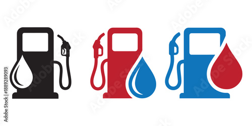 Fuel Pump and Oil Drop Icon Minimal Energy and Gas Station Symbol.