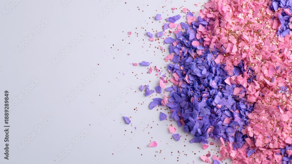Obraz premium Colorful paper confetti spread across a light surface during a festive event