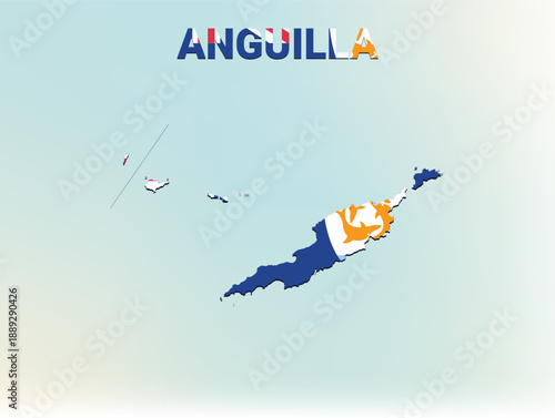 A modern flat illustration of the map of Antarctica filled with the national flag of Antarctica