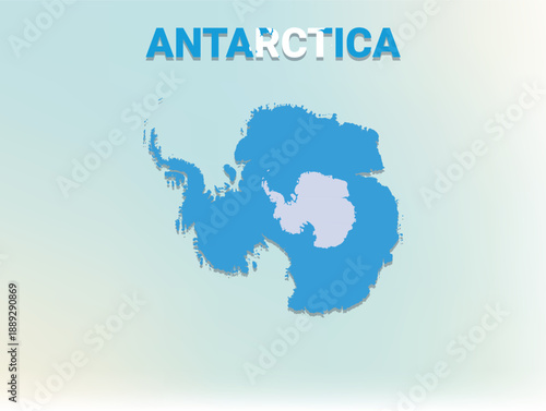 A modern flat illustration of the map of Antarctica filled with the national flag of Antarctica