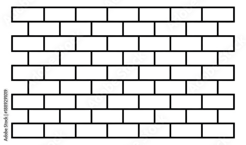 Line art illustration of a brick wall depicting a repeating pattern for design projects