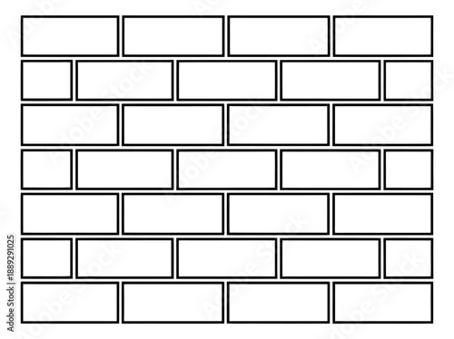 Line art illustration of comic strip layout depicting an empty panel grid for graphic design and storytelling
