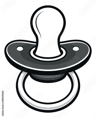 Cartoon style line art illustration of a pacifier depicting a baby soother for infant care designs