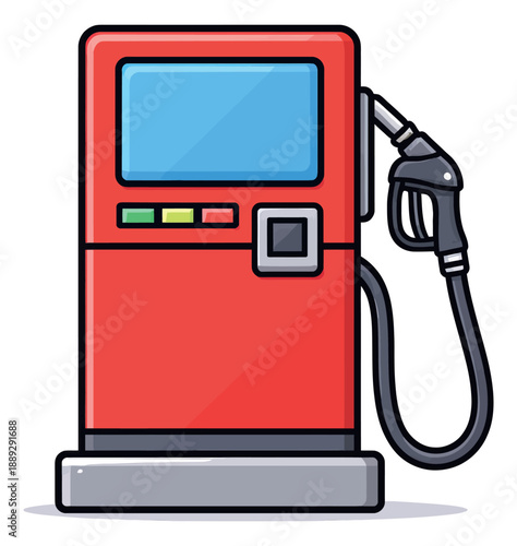 Line art illustration of a gas pump depicting a modern fuel dispenser for energy and transportation concepts