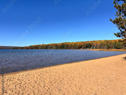 Beach at the Lake of two rivers in Canada