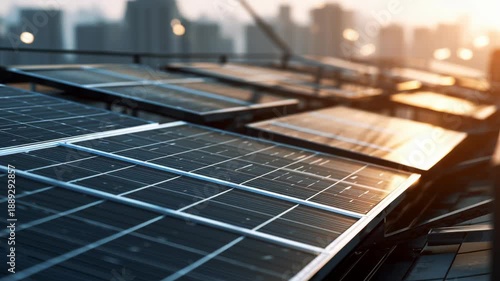 Solar Panels on City Rooftop - Sustainable Energy Solution.