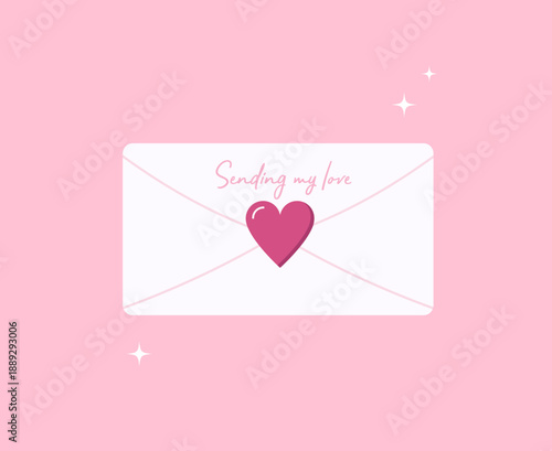 Sending Love. Card Design with Heart Shape for Valentines Day. Vector illustration