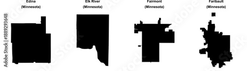 Edina, Elk River, Fairmont, Faribault outline maps