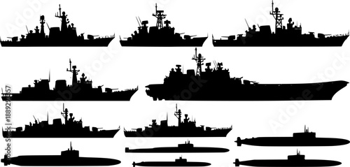 Warship navy silhouettes 