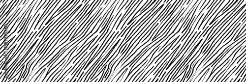 Crayon scribble diagonal organic lines seamless texture pattern. Zebra animal motif background. Cross hatch black and white sketch seamless texture. Hand drawn line hatching scribble strokes.