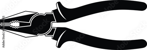 Black and white of needle nose pliers tool hand tool