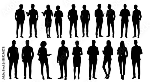 Silhouettes of diverse people isolated on transparent background