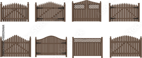 Brown wooden fence and gate picket fence